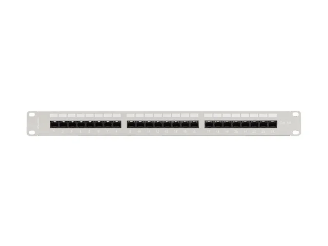 Пач панел Lanberg 24 порта 1U 19" Cat. 6a UTP с организатор за кабели сив