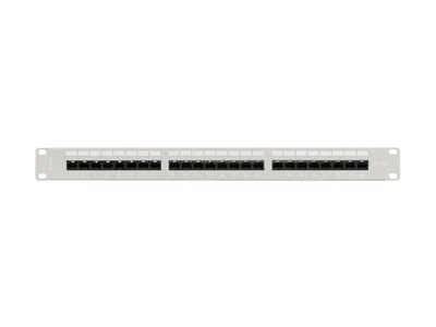 Пач панел Lanberg 24 порта 1U 19" Cat. 6a UTP с организатор за кабели сив