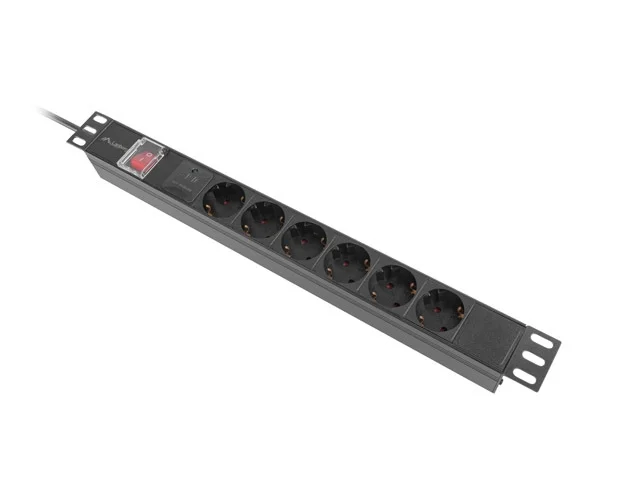 Lanberg power distribution unit (pdu) 19" 1U 16a 2m 6x schuko outlets black
