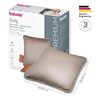 Електрическа възглавница Beurer HK 77 Heaty Smokey-taupe, безжична, 3 температурни настройки, бързо загряване, 45x45 см