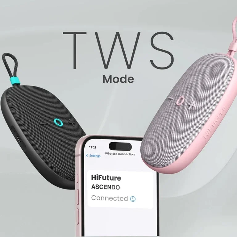 Тонколона HiFuture ASCENDO Pink Bluetooth 5.3, IPX7, 20W, TWS, до 15 часа, 2-в-1 усилвател