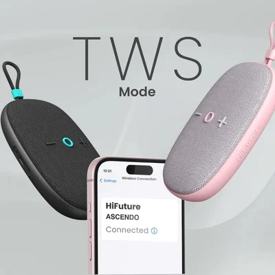 Тонколона HiFuture ASCENDO Pink Bluetooth 5.3, IPX7, 20W, TWS, до 15 часа, 2-в-1 усилвател