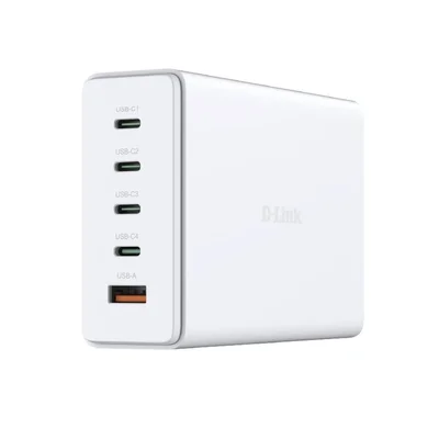 Зарядно устройство D-LINK 240W GaN, USB-C/USB-A, бързо зареждане, бяло