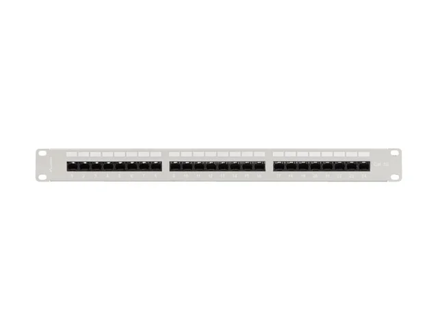 Lanberg patch panel 24 port 1U 19" CAT.5e utp with cable organizer grey