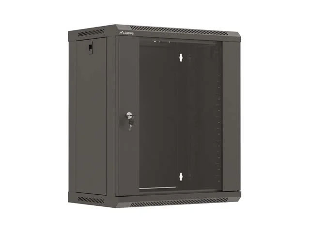 Lanberg Rack Cabinet, 19" wall-mount 12U/540x350 (flat pack) with glass door, Black