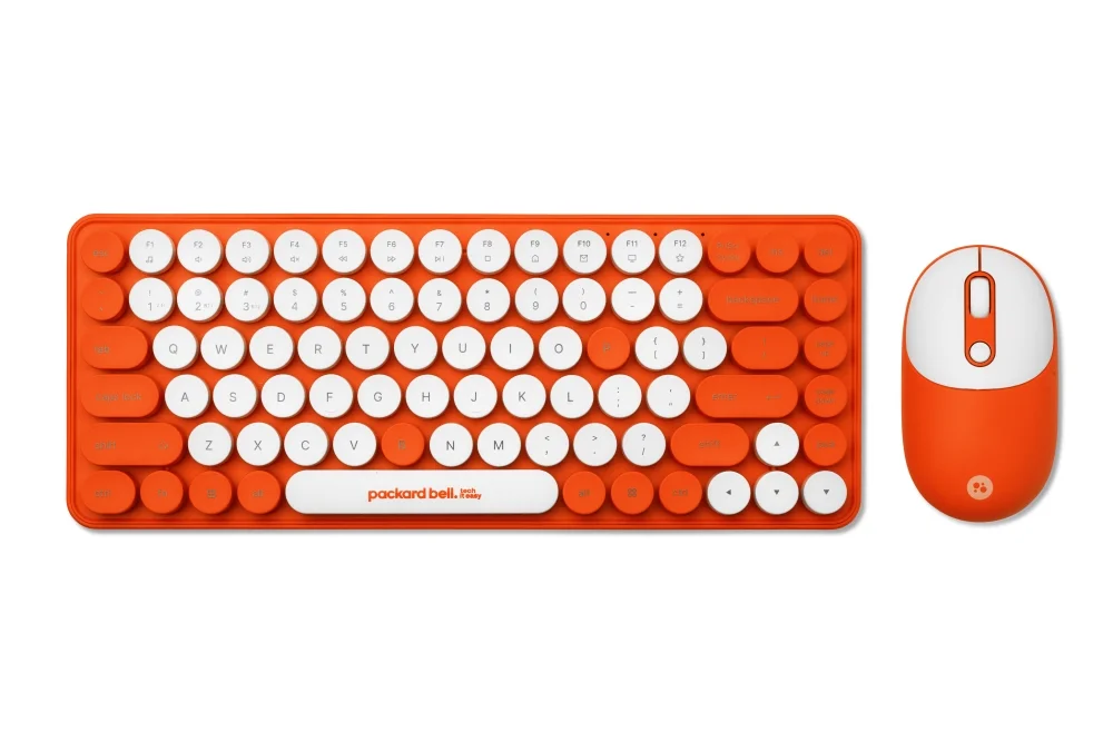 PackardBell The Dot Combo, PBA 600, BT Keyboard and mouse, Ergonomic Slim Design, Quiet Keys, US layout, Orange