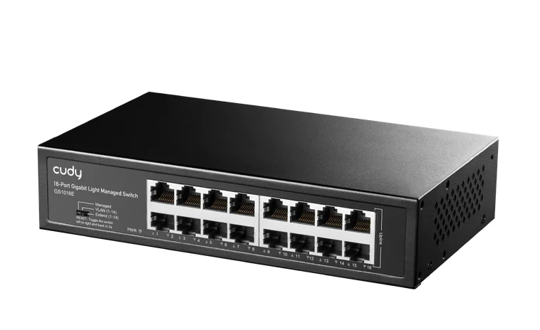 Cudy GS1016E 16-Port Gigabit Light Managed Switch, 16 Gigabit RJ45 Ports, Rack-mountable Steel Case