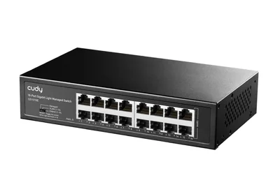 Cudy GS1016E 16-Port Gigabit Light Managed Switch, 16 Gigabit RJ45 Ports, Rack-mountable Steel Case