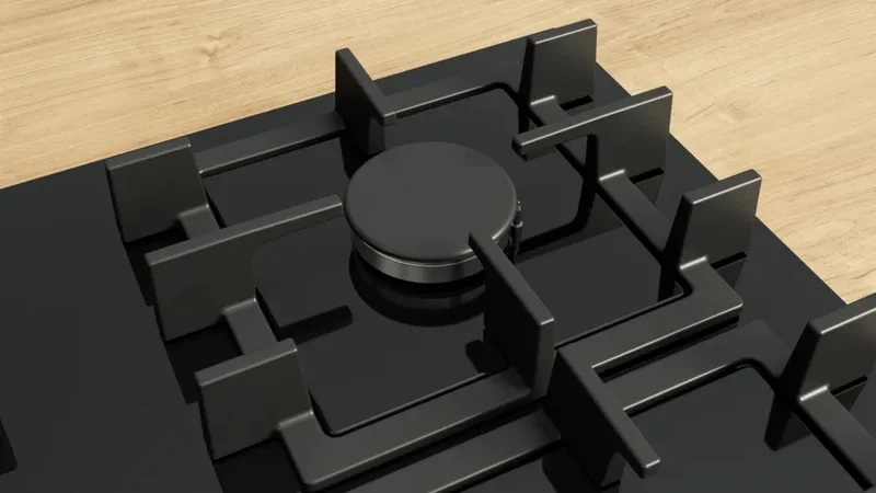 Bosch PNN6B6K40, SER4, Gas hob, 4 zones, 9 power levels, FlameSelect new, Easy cleaning, metal knobs, black, 60cm