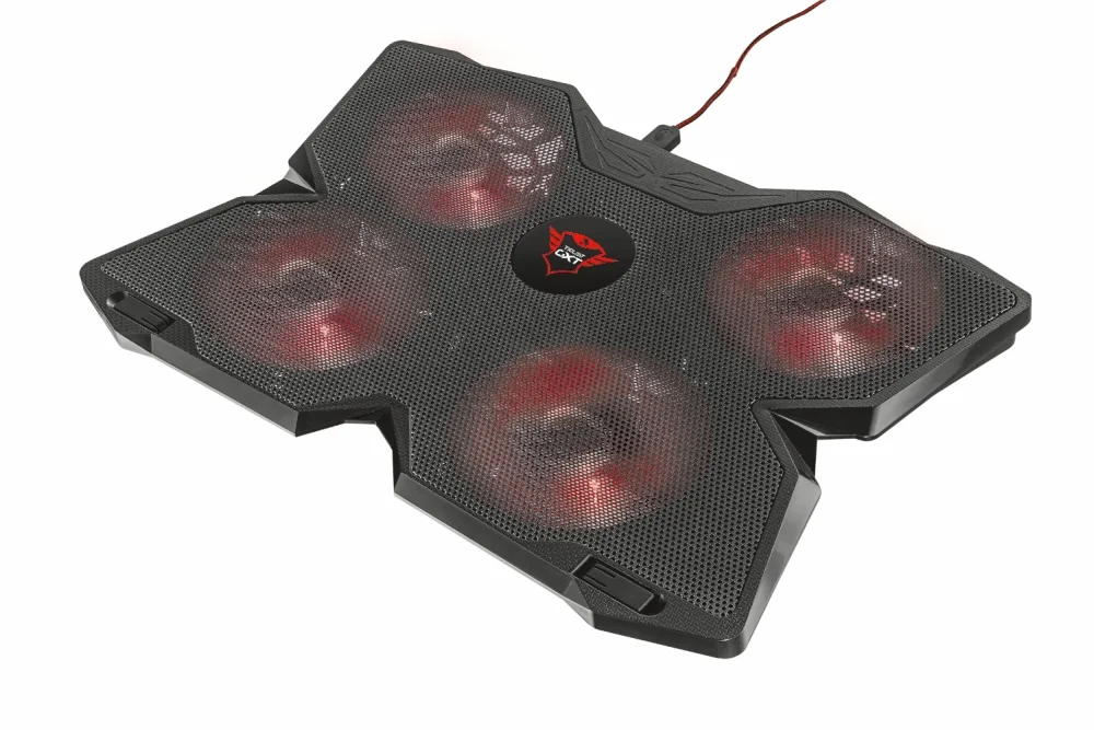 Охлаждаща стойка за лаптоп TRUST GXT 278, 12"-17.3", 4 вентилатора, LED осветление, черен