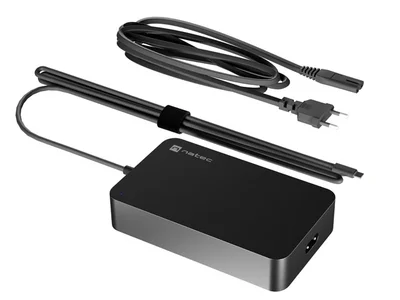 Захранващ адаптер Natec Grayling, 90W, USB-C, съвместим с лаптопи, таблети и смартфони