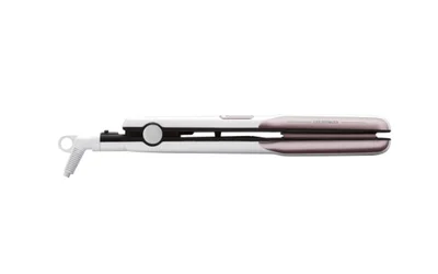 Преса за коса Rowenta SF7660F0 Liss & Curls Premium Care, керамично-кешмирено кератиново покритие, йонизираща функция, LCD дисплей, 2 температурни настройки, бързо загряване, автоматично изключване, заключваща система, плаващи плочи, бял