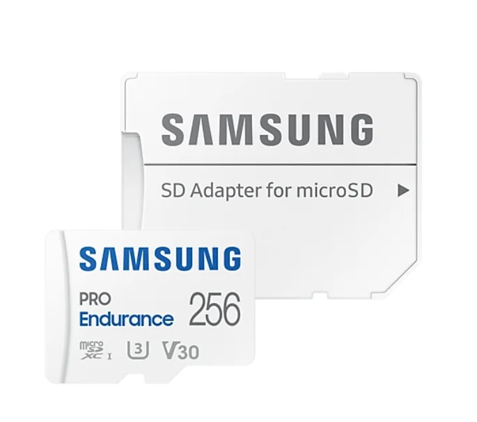 Samsung 256 GB micro SD PRO Endurance, Adapter, Class10, Waterproof, Magnet-proof, Temperature-proof, X-ray-proof, Read 100 MB/s - Write 40 MB/s
