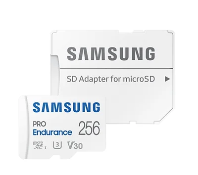 Samsung 256 GB micro SD PRO Endurance, Adapter, Class10, Waterproof, Magnet-proof, Temperature-proof, X-ray-proof, Read 100 MB/s - Write 40 MB/s
