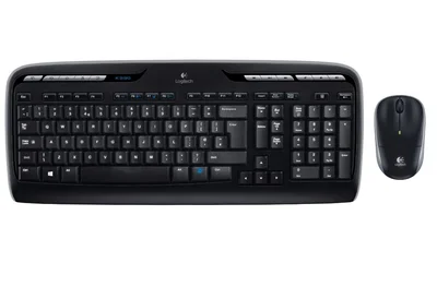Комплект безжична клавиатура и мишка Logitech MK330, Черен, US International