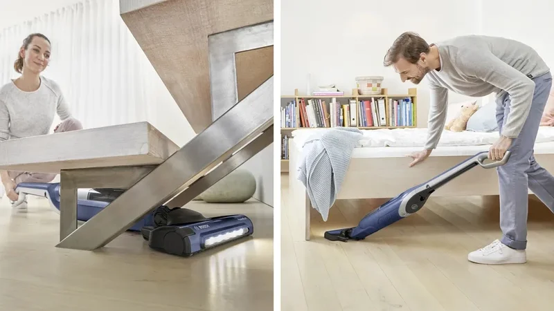 Bosch BBH3K2800, Cordless Handstick Vacuum cleaner 2 in 1 Flexxo Gen2, Serie 4, 28V, 82 dB(A), AllFloor Power Brush with LEDs, built-in accessories, Blue