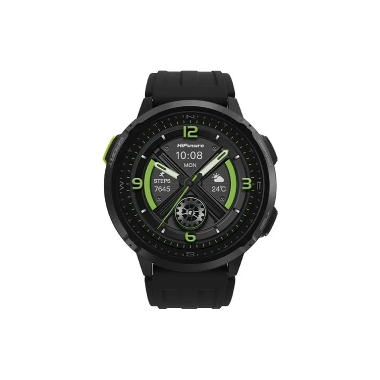 HiFuture MIX3 Black, 1.43" AMOLED, 466*466, Powered by Dual Core & Syntra AI, Bluetooth Call, 3ATM Waterproof, Compass & Altimeter, 24/7 True Heart Rate & Blood Oxygen Sensor, Up to 10 days daily use