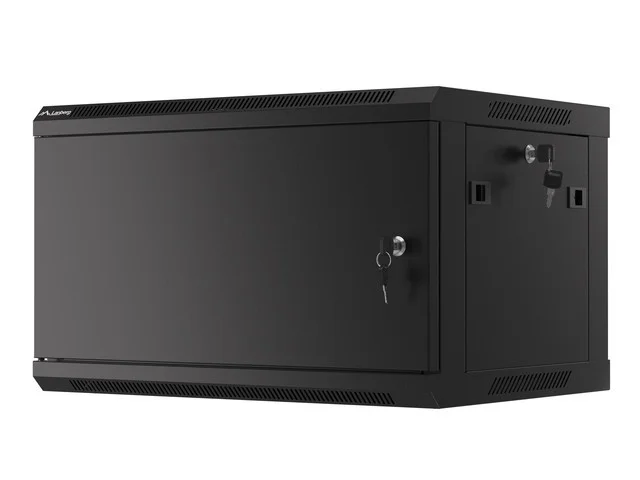Lanberg rack cabinet 19" wall-mount 6U/600x450 for self-assembly with metal door black (flat pack)