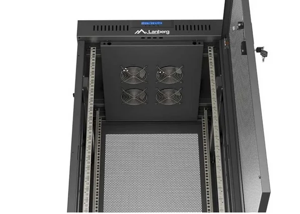 Lanberg Rack Cabinet 19" Free-Standing 24U/600X600 (FlAT Pack) With Mesh Door LCD Black V2