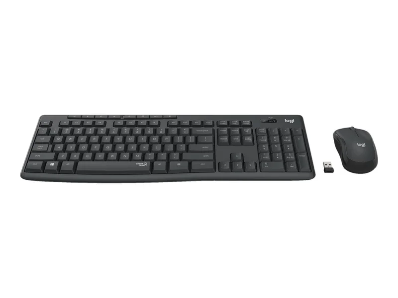 Комплект клавиатура и мишка Logitech MK295 Silent Wireless, Graphite, безжичен, US International