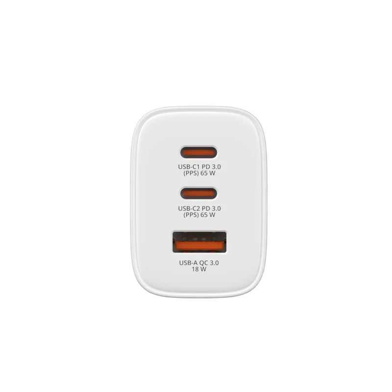 Зарядно устройство VERBATIM – Essentials GaN 65W, EU щепсел, бяло