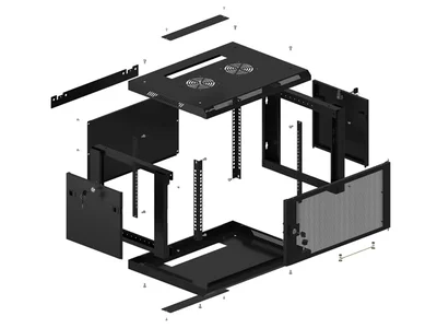 Lanberg rack cabinet 19" wall-mount 6U/600x450 with perforated door black (flat pack)
