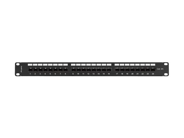 Lanberg patch panel 24 port 1U 19" CAT.6a utp with cable organizer black