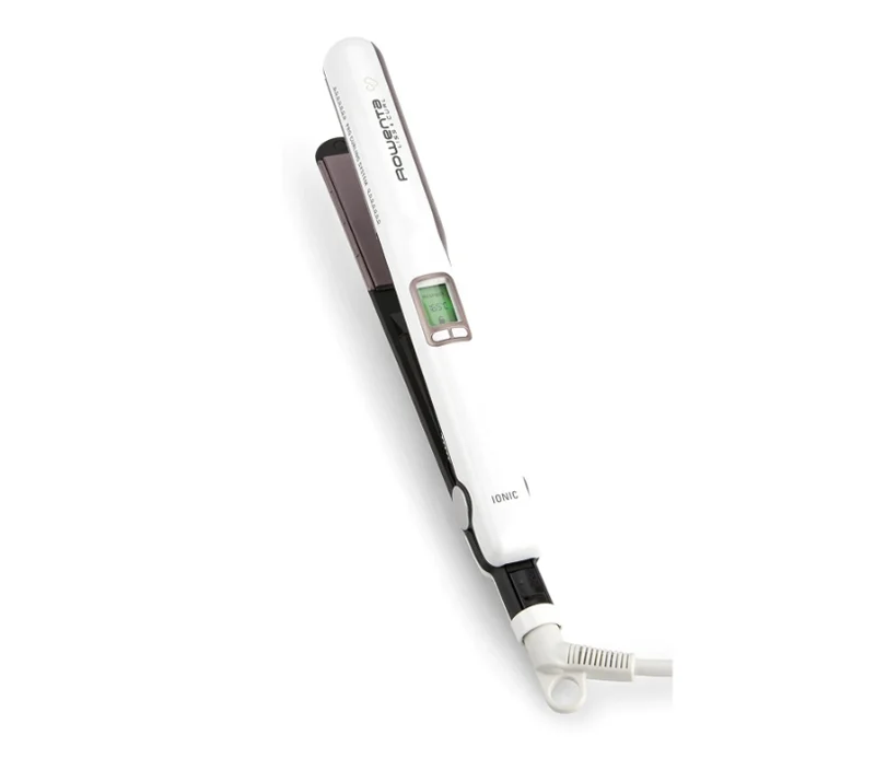 Преса за коса Rowenta SF7660F0 Liss & Curls Premium Care, керамично-кешмирено кератиново покритие, йонизираща функция, LCD дисплей, 2 температурни настройки, бързо загряване, автоматично изключване, заключваща система, плаващи плочи, бял