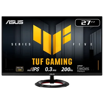 Asus TUF Gaming VG279Q5R Gaming Monitor ,27-inch, Full HD(1920x1080), 200Hz, Fast IPS, ELMB, 0.3ms GTG (min.), Stereo speaker, DisplayWidget Center, AI Visual, Black