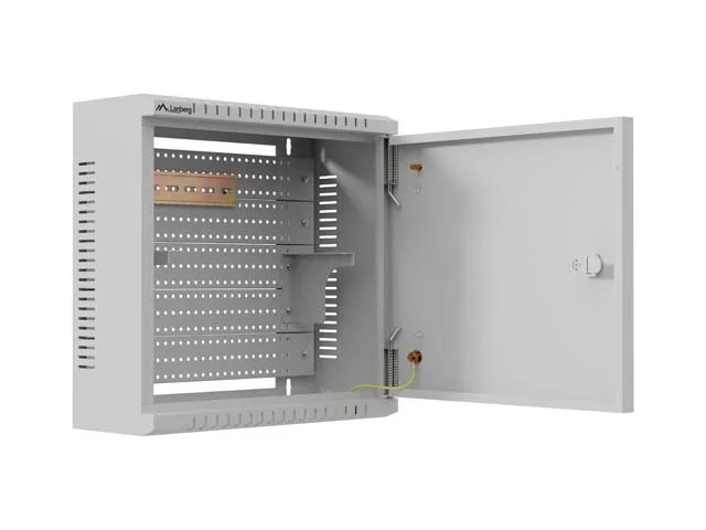 Комуникационен шкаф LANBERG – TPR, 10", 2U, 340 x 340 x 140 mm, стенен монтаж, с метална врата, сив