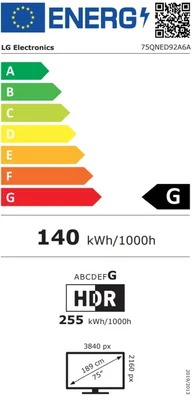 LG 75QNED92A6A, 75" 4K QNED MiniLED evo HDR Smart TV, 100Hz, 3840x2160, DVB-T2/C/S2, Alpha 8 AI Processor 4K, HDR 10, webOS 25 ThinQ, FreeSync, VRR 144Hz, Multi View, 4K Upscaling, Wi-Fi 6, Voice Controll, BT 5.3, AirPlay 2, CI, HDMI eARC, SPDIF, Silver