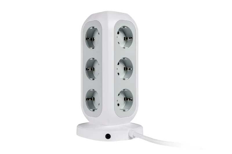 Разклонител Verbatim EUPT-01 Power Tower 11 гнезда, 2x USB-C, 2x USB-A, 3600W, 2m, Бял