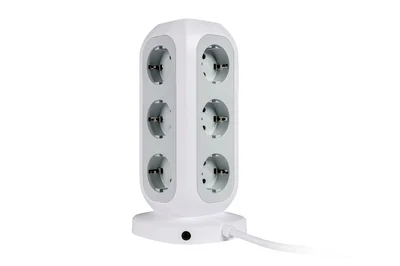 Разклонител Verbatim EUPT-01 Power Tower 11 гнезда, 2x USB-C, 2x USB-A, 3600W, 2m, Бял