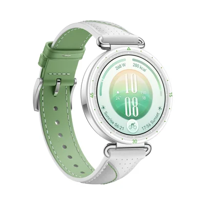 Смарт часовник HUAWEI Watch GT 7 Konsu-B39LG, 1.32" дисплей, бяла и зелена кожена каишка + HUAWEI Freebuds SE 4 ANC, бели