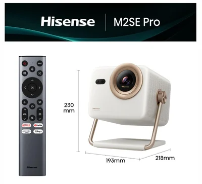 Мултимедиен проектор Hisense M2SE-PRO Ultra HD 3840x2160, лазер, 1300 lumens, 1000:1, VidaaU7, 65"-200", бял