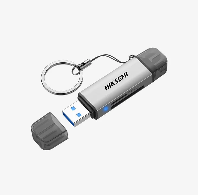Четец за карти HIKSEMI USB 3.0 и Type-C за SD и TF карти, сив