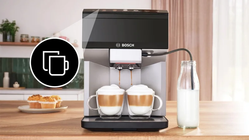 Bosch TPE40307, SER4, Fully automatic coffee machine VeroCafe 15 bar, TFT display, 9 bev., Silver/Piano black, Ground coffee, AromaDouble Shot, CeramDrive