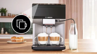 Bosch TPE40307, SER4, Fully automatic coffee machine VeroCafe 15 bar, TFT display, 9 bev., Silver/Piano black, Ground coffee, AromaDouble Shot, CeramDrive