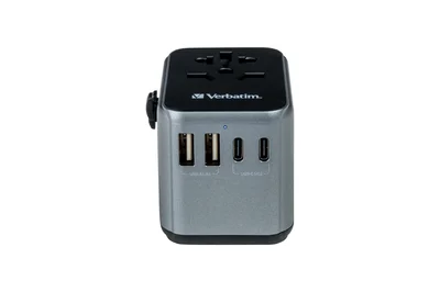 Пътен адаптер Verbatim UTA-03 универсален с 1 x USB-C PD 30W, QC 3.0, 2 x USB-C, 2 x USB-A