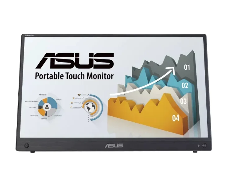 Asus ZenScreen Touch MB16AMTR portable monitor, 16 '' FHD (1920 x 1080), IPS, 10-point touch, 250 cd/m2,Built-in Battery, Hybrid Signal Solution, Mini-HDMI, ergo kickstand, tripod socket, ASUS Flicker Free and Low Blue Light technologies, 2 x1w, Black