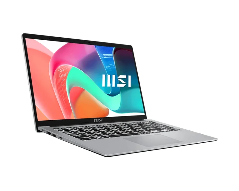 MSI Modern 15 F1MG, Intel Core 5 120U (10C/12T, up to 5 GHz, 12 MB), 15.6" FHD (1920x1080), IPS-Level, Intel Graphics 96EU 1.3 GHz, 16GB DDR4 2x8 3200MHz, 512GB PCIe Gen4x4 SSD, Intel WiFi 6E, BT v5.3, Backlit KBD White, Urban Silver, NO OS, 1.7kg