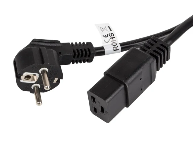 Захранващ кабел LANBERG – CEE 7/7 към IEC 320 C19, 1.8m, 16A, черен