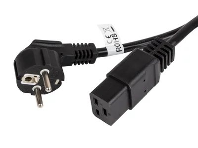 Захранващ кабел LANBERG – CEE 7/7 към IEC 320 C19, 1.8m, 16A, черен