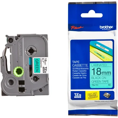 BROTHER TZE741 tape black/green 18mm 8m