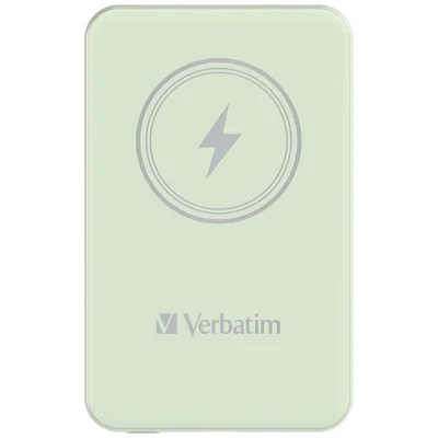 Външна батерия Verbatim MCP-5GN 5000 mAh, USB-C PD 20W, магнитно безжично зареждане 15W, зелена