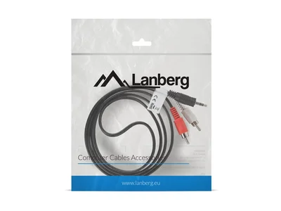 Аудио кабел Lanberg 3.5mm стерео жак (мъжки) към 2x RCA (мъжки), 1.5м, черен