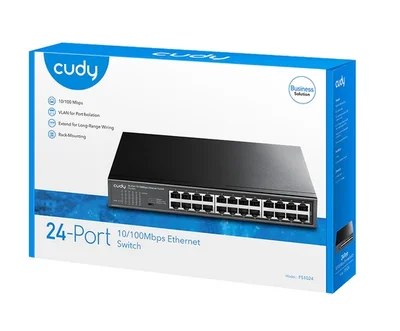 Cudy FS1024 24-Port 10/100 Mbps Metal Switch, 24 10/100 Mbps RJ45 Ports, Rack-mountable Steel Case