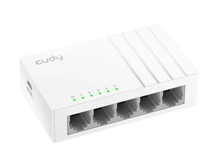 Cudy FS105D 5-Port 10/100 Mbps Desktop Switch, 5 10/100M RJ45 Ports, Desktop Plastic Case