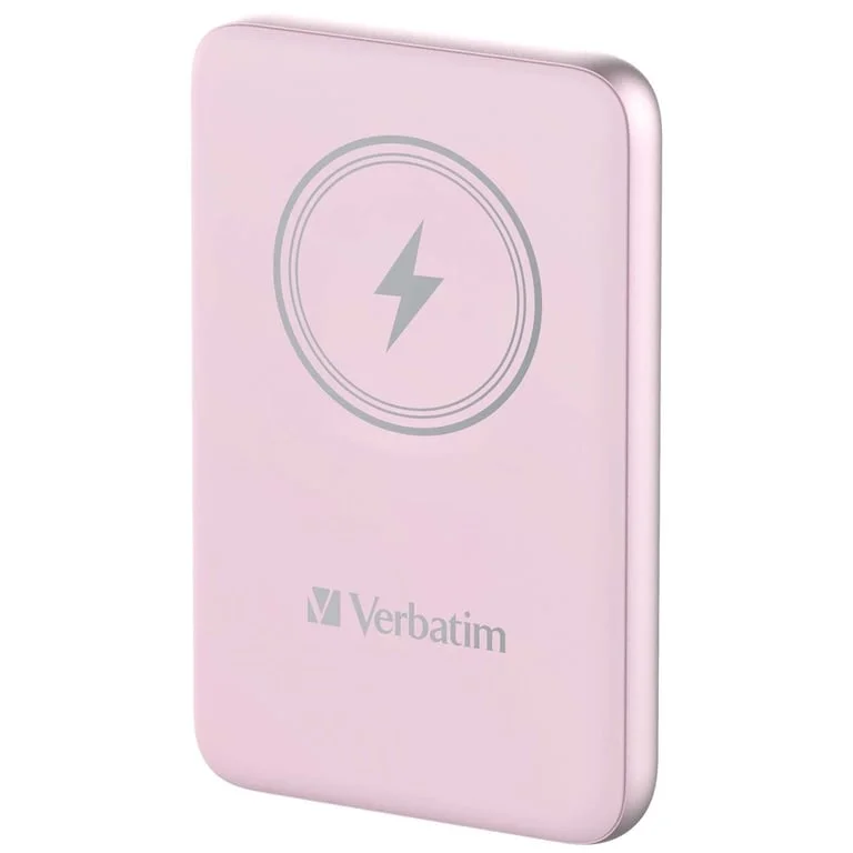 Външна батерия Verbatim MCP-10PK 10000 mAh, USB-C PD 20W, магнитно безжично зареждане 15W, розова