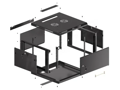 Lanberg rack cabinet 19" wall-mount 6U/600x600 for self-assembly with metal door black (flat pack)
